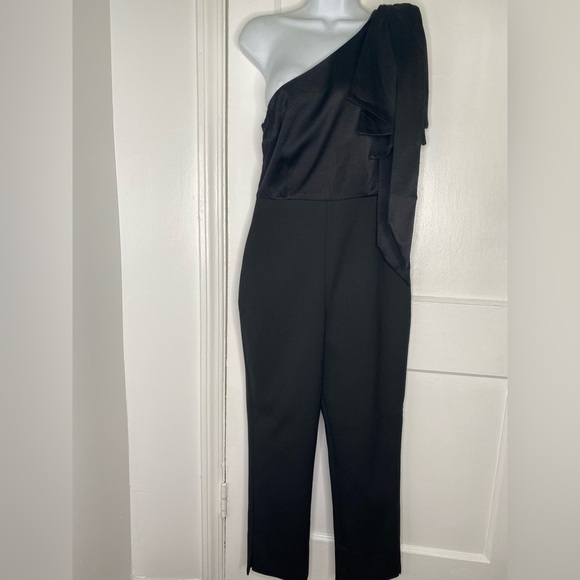 TED BAKER NWT Orliie Bow Trim One Shoulder Black Jumpsuit - Picture 2 of 15